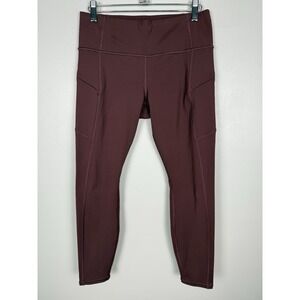 Athleta Contender Small Maroon High Rise Pocket Leggings Yoga‎ Pants Athleisure
